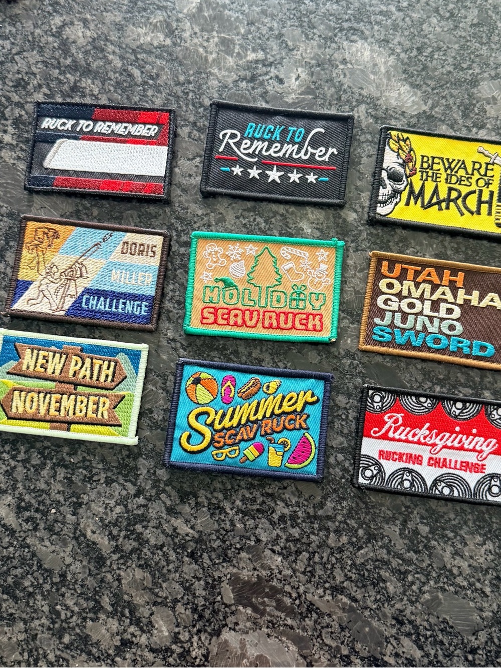 Ruck to Remember monthly challenge patch lot of 9